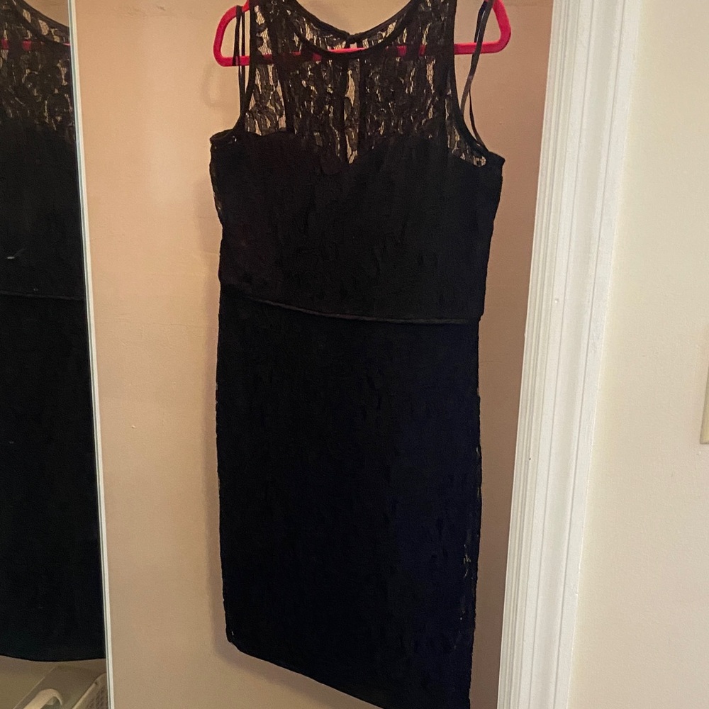 MARINA Black Lace Mini Dress